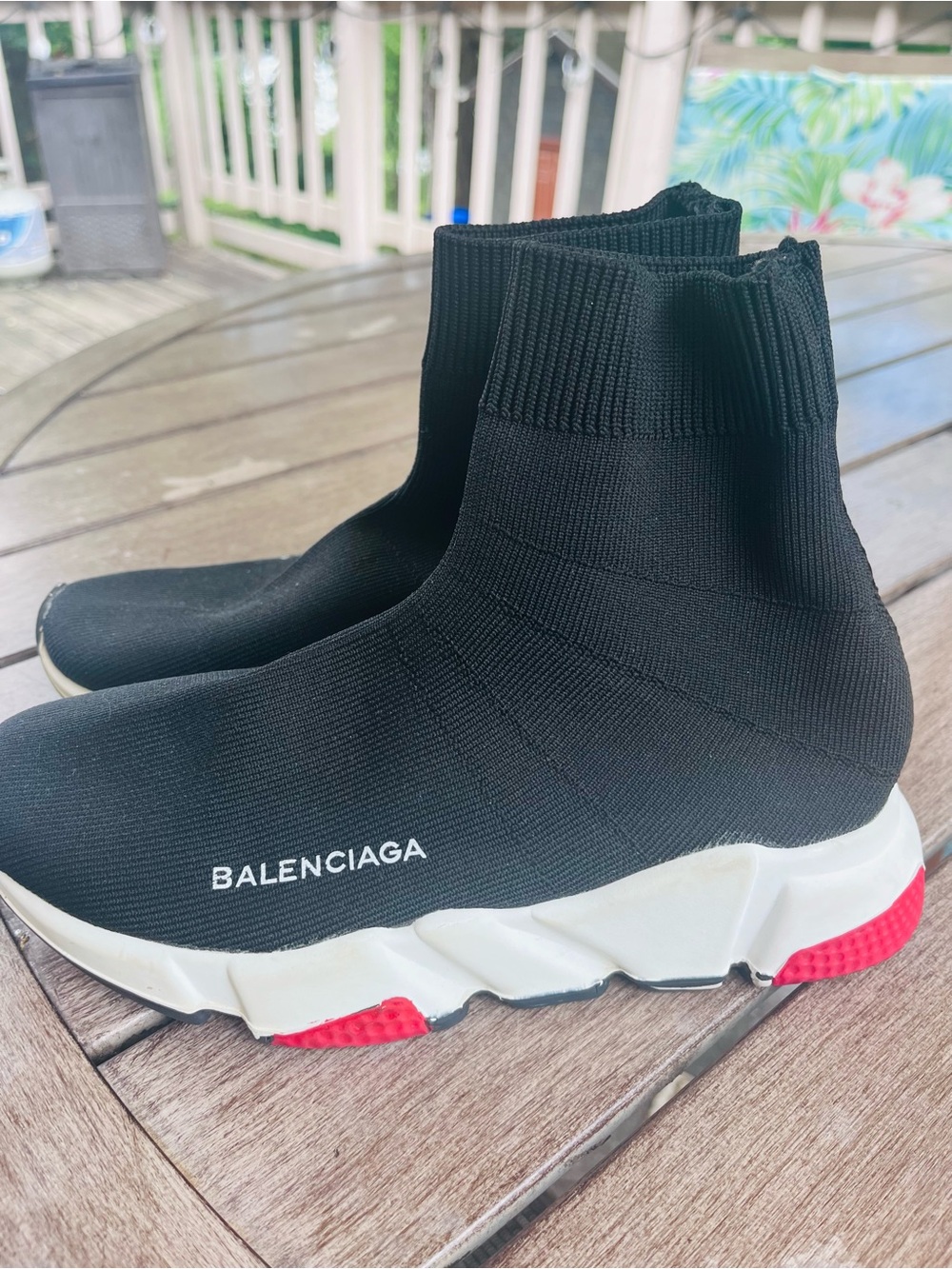 Balenciaga Black and White Sneakers with Orange Accents